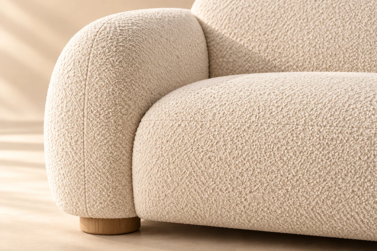 Dokulu polyester karışımı kumaş, ahşap iskelet
